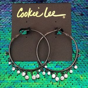NWT Cookie Lee Genuine Crystal Hoop Earrings